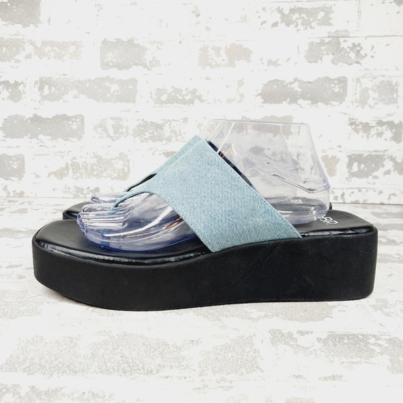 NEW BP. Timmie Blue Jean Platform Flip Flop Thong Summer Sandals K9 - Picture 1 of 14